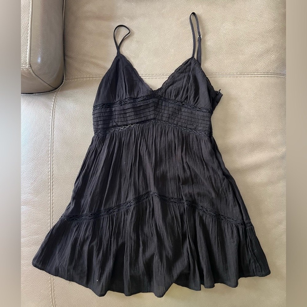 Zara Black Crochet Detail Mini Dress